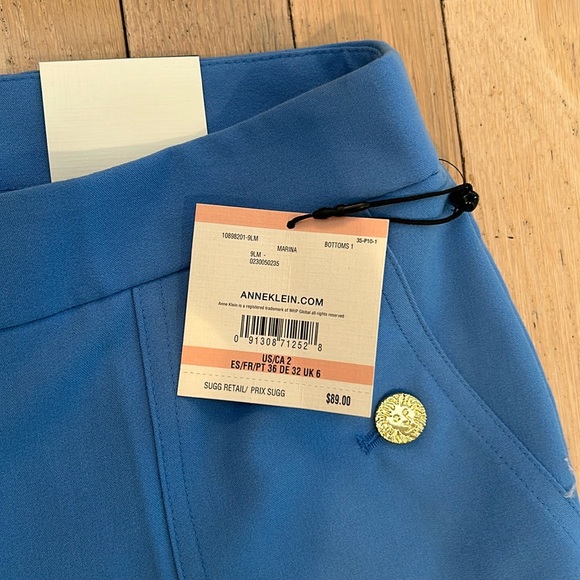 Anne Klein Light blue Trousers w/ golden accents Brand new w/ tag Size 2 - Picture 3 of 12